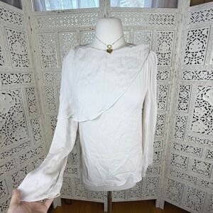 ZARA Mulberry Silk Long Sleeve Blouse Sz Small Sheer‎ Draped Layered Old Money